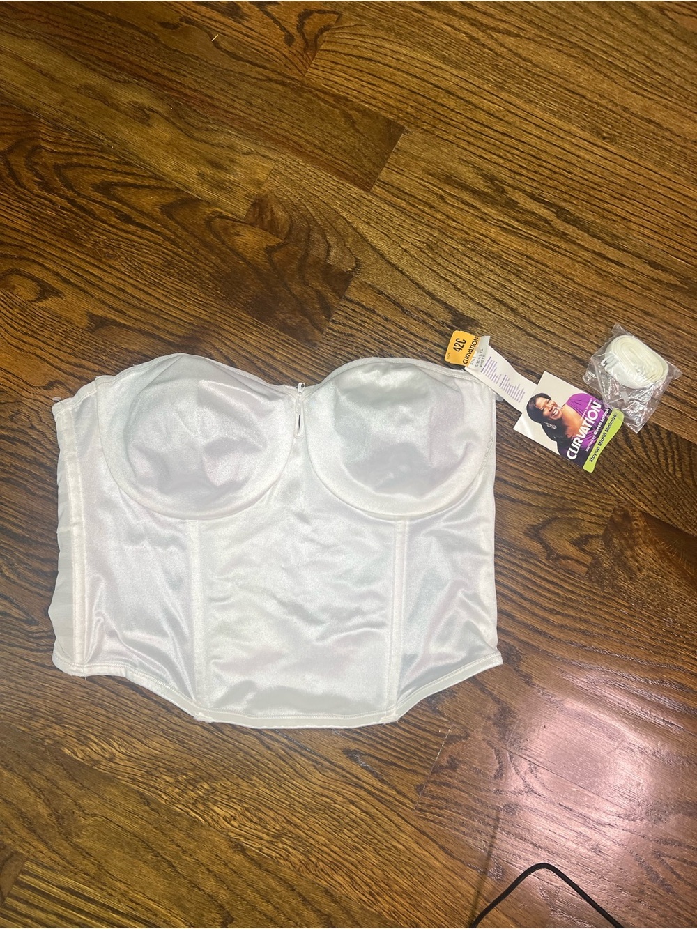 Strapless White Longline Bustier with Structured Support